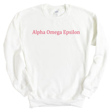 Load image into Gallery viewer, Alpha Omega Epsilon Basic Written Crewneck Sweatshirt - Kite and Crest
