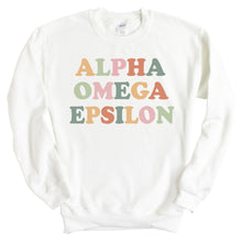 Load image into Gallery viewer, Alpha Omega Epsilon Bright and Colorful Crewneck Sweatshirt - Kite and Crest
