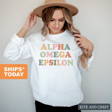 Load image into Gallery viewer, Alpha Omega Epsilon Bright and Colorful Crewneck Sweatshirt - Kite and Crest
