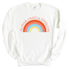 Load image into Gallery viewer, Alpha Omega Epsilon Colorful Rainbow Crewneck Sweatshirt - Kite and Crest
