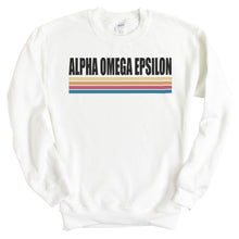 Load image into Gallery viewer, Alpha Omega Epsilon Colorful Stripes Crewneck Sweatshirt - Kite and Crest
