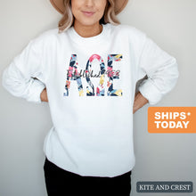 Load image into Gallery viewer, Alpha Omega Epsilon Floral Block Crewneck Sweatshirt - Kite and Crest
