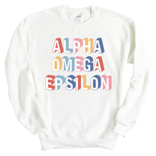 Load image into Gallery viewer, Alpha Omega Epsilon Retro Crewneck Sweatshirt - Kite and Crest
