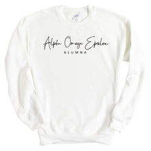 Load image into Gallery viewer, Alpha Omega Epsilon Sorority Alumna Crewneck Sweatshirt - Kite and Crest
