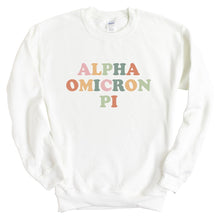 Load image into Gallery viewer, Alpha Omicron Pi Bright and Colorful Sorority Crewneck Sweatshirt - Kite and Crest
