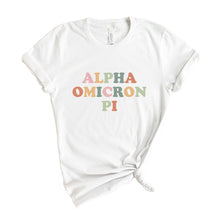 Load image into Gallery viewer, Alpha Omicron Pi Bright and Colorful Sorority T-Shirt - Kite and Crest
