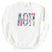 Load image into Gallery viewer, Alpha Omicron Pi Floral Block Sorority Crewneck Sweatshirt - Kite and Crest
