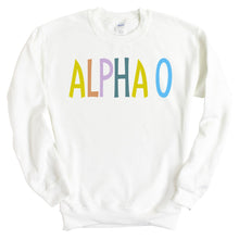 Load image into Gallery viewer, Alpha Omicron Pi Sweatshirt - AOPI Colorful Lined Crewneck Sweatshirt - Kite and Crest
