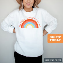 Load image into Gallery viewer, Alpha Omicron Pi Sweatshirt - AOPI Colorful Rainbow Crewneck Sweatshirt - Kite and Crest
