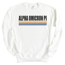 Load image into Gallery viewer, Alpha Omicron Pi Sweatshirt | AOPI Colorful Stripes Crewneck Sweatshirt | Alpha Omicron Pi Sorority Gift Idea - Kite and Crest
