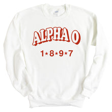 Load image into Gallery viewer, Alpha Omicron Pi Sweatshirt - AOPI Red Arch Crewneck Sweatshirt - Kite and Crest
