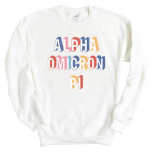 Load image into Gallery viewer, Alpha Omicron Pi Sweatshirt | AOPI Retro Crewneck Sweatshirt | Alpha Omicron Pi Sorority Gift Idea - Kite and Crest
