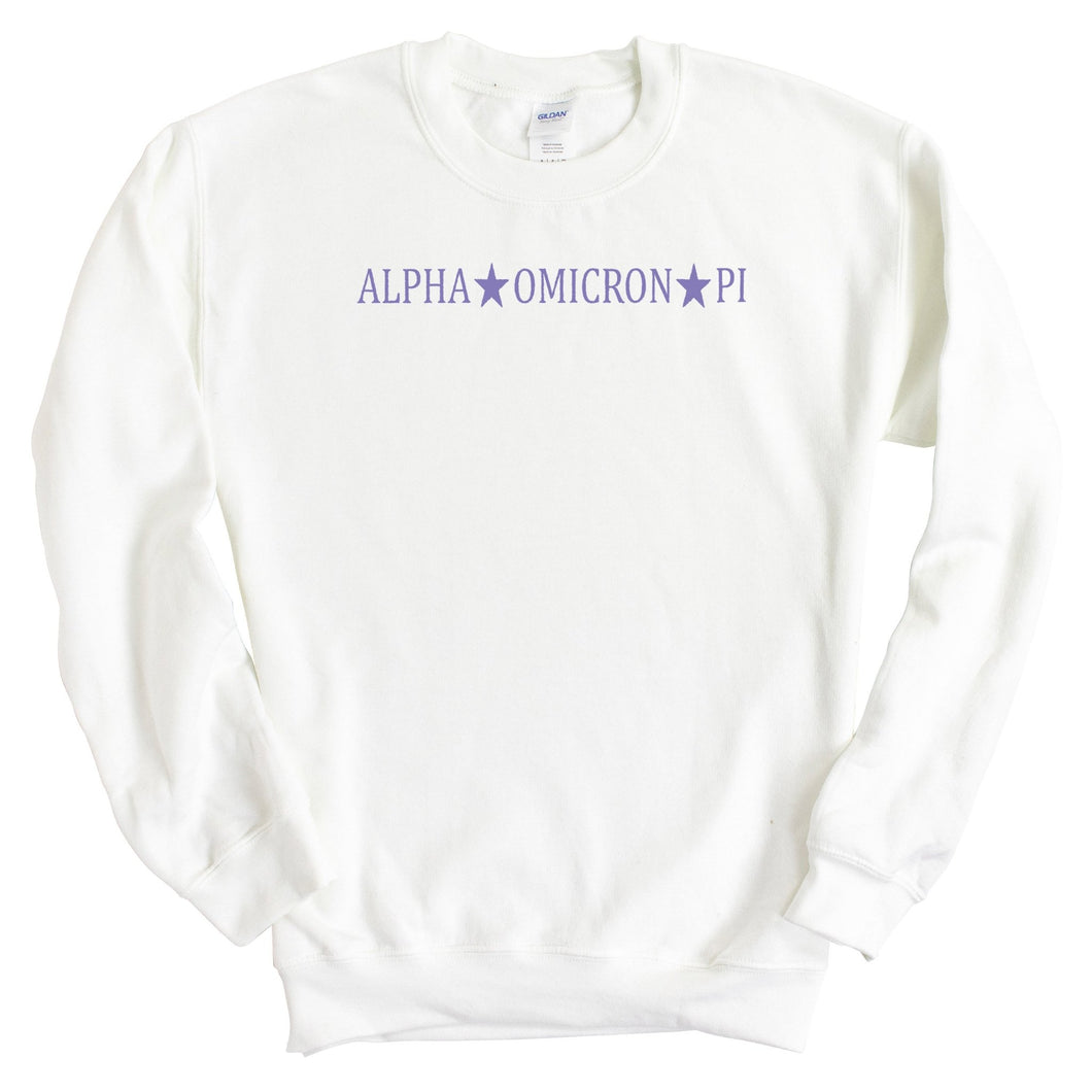 Alpha Omicron Pi Sweatshirt - AOPI Straight Star Crewneck Sweatshirt - Kite and Crest