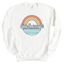 Load image into Gallery viewer, Alpha Omicron Pi Sweatshirt - AOPI Wavy Rainbow Crewneck Sweatshirt - Kite and Crest
