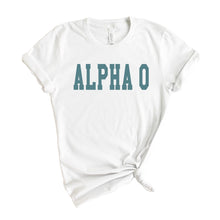 Load image into Gallery viewer, Alpha Omicron Pi T-shirt - AOPI Blue Retro Tee - Kite and Crest
