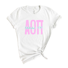 Load image into Gallery viewer, Alpha Omicron Pi T-shirt - AOPI Bright Retro Tee - Kite and Crest
