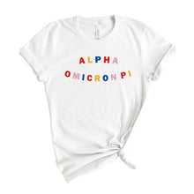 Load image into Gallery viewer, Alpha Omicron Pi T-Shirt | AOPI Circular Colorful Shirt | Alpha Omicron Pi Sorority Gift Idea - Kite and Crest
