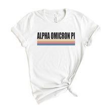 Load image into Gallery viewer, Alpha Omicron Pi T-Shirt | AOPI Colorful Stripes Shirt | Alpha Omicron Pi Sorority Gift Idea - Kite and Crest
