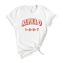 Load image into Gallery viewer, Alpha Omicron Pi T-shirt - AOPI Red Arch Tee - Kite and Crest
