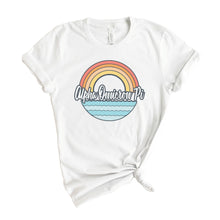 Load image into Gallery viewer, Alpha Omicron Pi T-shirt - AOPI Wavy Rainbow Tee - Kite and Crest
