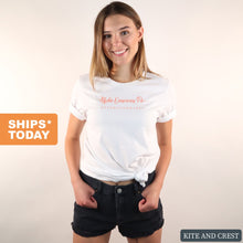 Load image into Gallery viewer, Alpha Omicron Pi T-Shirt | AOPI White Script Letter Shirt | Alpha Omicron Pi Sorority Gift Idea - Kite and Crest
