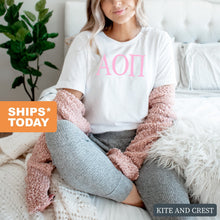 Load image into Gallery viewer, Alpha Omicron Pi Very Pink Sorority T-Shirt - Kite and Crest
