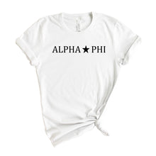 Load image into Gallery viewer, Alpha Phi Black Star Sorority T-Shirt - Kite and Crest
