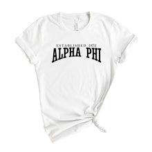 Load image into Gallery viewer, Alpha Phi Established Sorority T-Shirt - Kite and Crest
