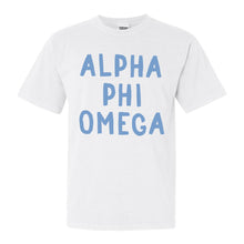 Load image into Gallery viewer, Alpha Phi Omega Blue Cotton Candy Comfort Colors T-Shirt - Kite and Crest
