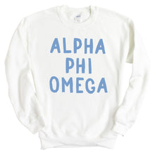 Load image into Gallery viewer, Alpha Phi Omega Blue Cotton Candy Sweatshirt - Fraternity Crewneck Sweatshirt - Kite and Crest
