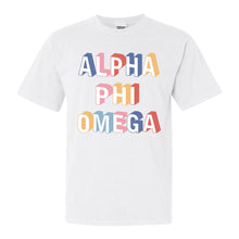 Load image into Gallery viewer, Alpha Phi Omega Colorful 3D Comfort Colors T-Shirt - Kite and Crest
