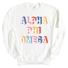 Load image into Gallery viewer, Alpha Phi Omega Colorful 3D Sweatshirt - Fraternity Crewneck Sweatshirt - Kite and Crest
