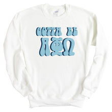 Load image into Gallery viewer, Alpha Phi Omega Happy to be Sweatshirt - Fraternity Crewneck Sweatshirt - Kite and Crest
