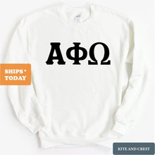 Load image into Gallery viewer, Alpha Phi Omega Keeping it Simple Sweatshirt - Fraternity Crewneck Sweatshirt - Kite and Crest
