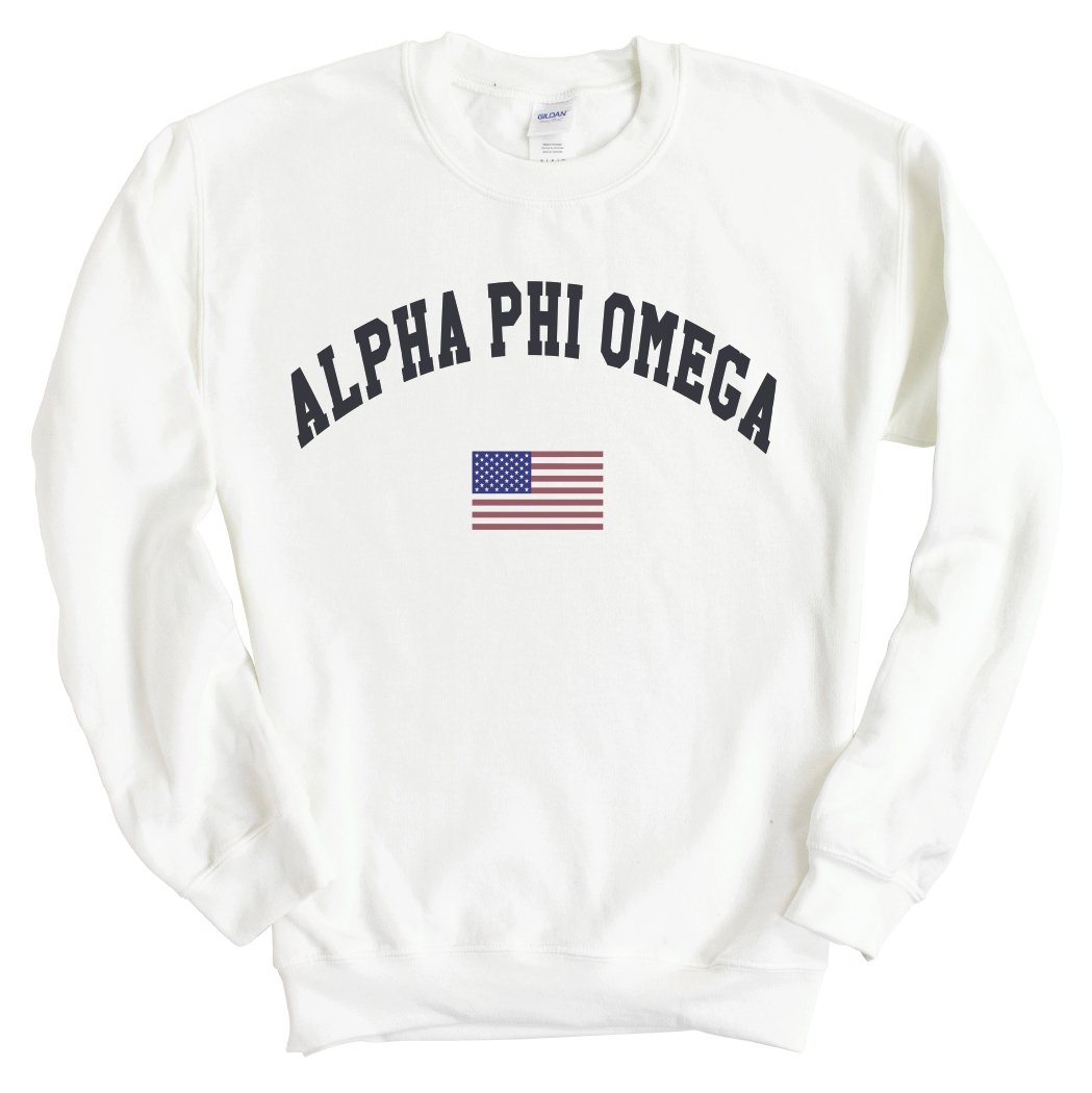 Alpha Phi Omega Traditional Flag Sweatshirt - Fraternity Crewneck Sweatshirt - Kite and Crest