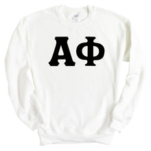 Load image into Gallery viewer, Alpha Phi Sweatshirt | Alpha Phi Basic Black Letters Crewneck Sweatshirt | Alpha Phi Sorority Gift Idea - Kite and Crest
