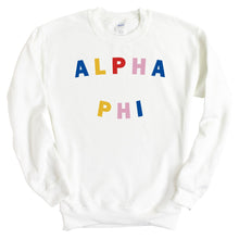 Load image into Gallery viewer, Alpha Phi Sweatshirt | Alpha Phi Circular Colorful Crewneck Sweatshirt | Alpha Phi Sorority Gift Idea - Kite and Crest
