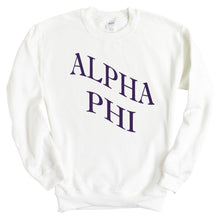 Load image into Gallery viewer, Alpha Phi Sweatshirt | Alpha Phi Large and Wavy Letters Crewneck Sweatshirt | Alpha Phi Sorority Gift Idea - Kite and Crest
