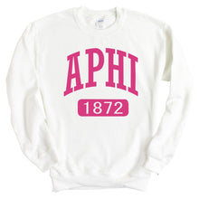 Load image into Gallery viewer, Alpha Phi Sweatshirt | Alpha Phi Large Established Crewneck Sweatshirt | Alpha Phi Sorority Gift Idea - Kite and Crest
