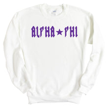 Load image into Gallery viewer, Alpha Phi Sweatshirt | Alpha Phi Rock Star Crewneck Sweatshirt | Alpha Phi Sorority Gift Idea - Kite and Crest
