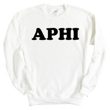 Load image into Gallery viewer, Alpha Phi Sweatshirt - APHI Block Name Crewneck Sweatshirt - Kite and Crest
