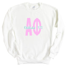 Load image into Gallery viewer, Alpha Phi Sweatshirt - APHI Bright Retro Crewneck Sweatshirt - Kite and Crest
