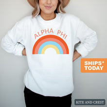 Load image into Gallery viewer, Alpha Phi Sweatshirt - APHI Colorful Rainbow Crewneck Sweatshirt - Kite and Crest
