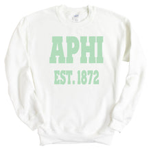 Load image into Gallery viewer, Alpha Phi Sweatshirt - APHI Sporty Established Crewneck Sweatshirt - Kite and Crest
