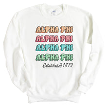 Load image into Gallery viewer, Alpha Phi Sweatshirt - APHI Stencil Crewneck Sweatshirt - Kite and Crest
