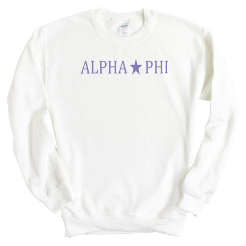 Alpha Phi Sweatshirt - APHI Straight Star Crewneck Sweatshirt - Kite and Crest