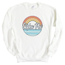 Load image into Gallery viewer, Alpha Phi Sweatshirt - APHI Wavy Rainbow Crewneck Sweatshirt - Kite and Crest
