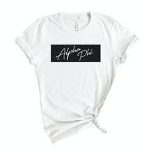 Load image into Gallery viewer, Alpha Phi T-shirt - A Phi Black Box Tee - Kite and Crest
