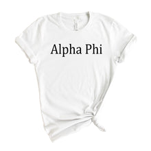 Load image into Gallery viewer, Alpha Phi T-shirt - A Phi Black Written Tee - Kite and Crest
