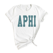 Load image into Gallery viewer, Alpha Phi T-shirt - A Phi Blue Retro Tee - Kite and Crest
